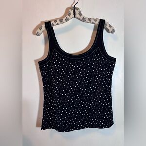 Anthropologie black white polka dot tank top